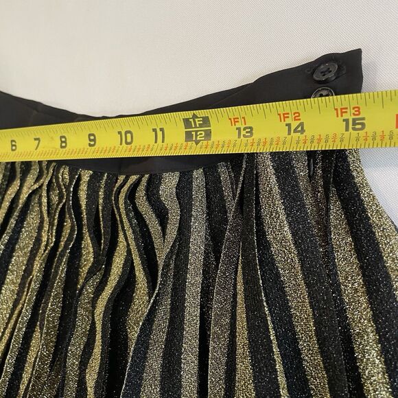 Modcloth 'Glitz The Spot' Pleated Midi Skirt Metallic Gold Glitter- L - Picture 8 of 13